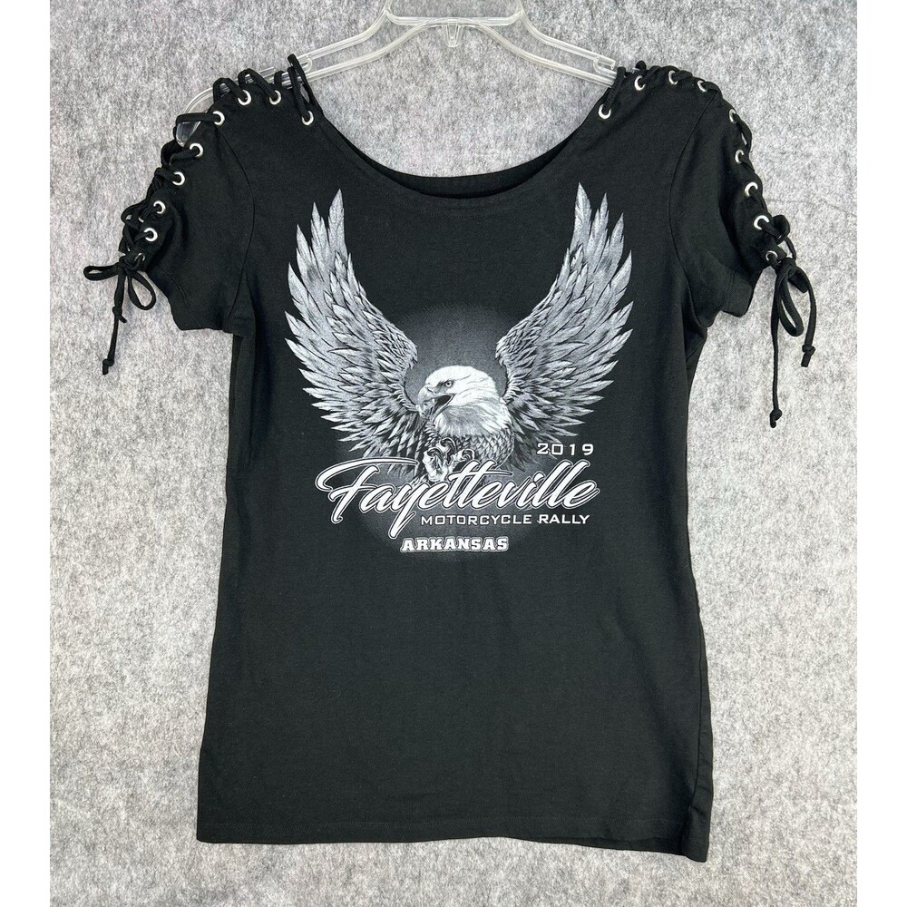Vance Biker Wear Women's XL Black Top Eagle Drawstring Arkansas Motorcycle Rally